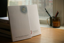 Load image into Gallery viewer, "Heart to Heart" Dalai Lama and Panda Atop Earth Notepad