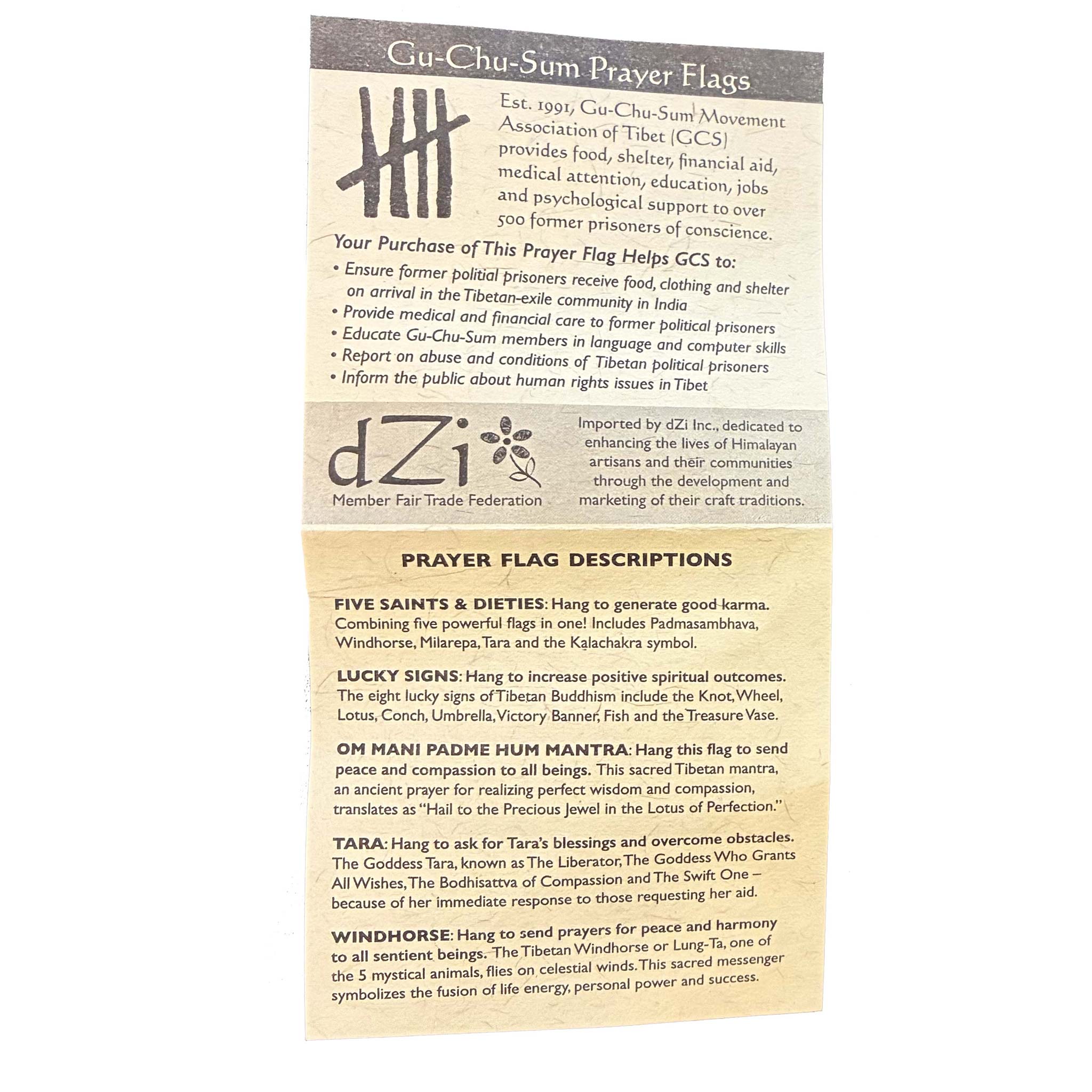 Gu-Chu-Sum Lucky Signs Small Cloth Prayer Flags